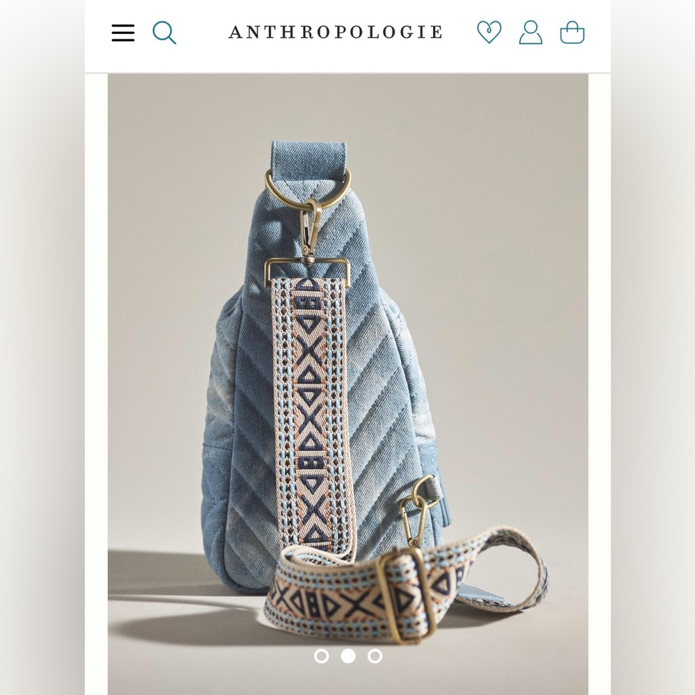Anthropologie Liberty Woven Sling Bag dark denim